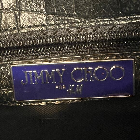 Jimmy Choo x H&M Leather Clutch Womens Black with Rhinestone Star Handbag - Picture 4 of 7